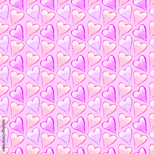 Seamless pattern with watercolor hearts. Romantic love hand drawn backgrounds texture. For greeting cards  wrapping paper  wedding  birthday  fabric  textile  Valentines Day  mothers Day  easter