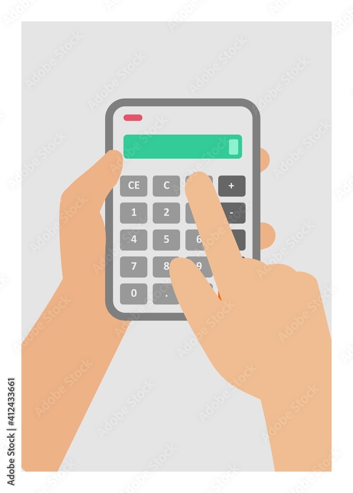 Hand holding and pushing calculator delete button. Hand holding and pushing calculator delete button.