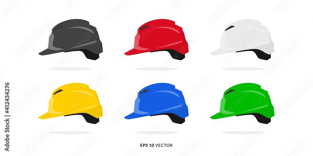 Set of Helmet With Different Colour Illustration. Good used for work environment banner, web, ui design, mobile app, etc - EPS 10 Vector Set of Helmet With Different Colour Illustration. Good used for work environment banner, web, ui design, mobile app, etc - EPS 10 Vector
