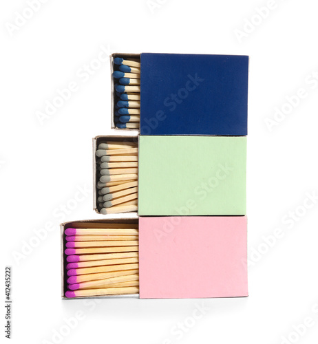 Canvas Print Boxes with matches on white background