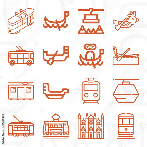 16 pack of in public  lineal web icons set