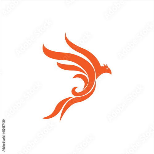 Flying Phoenix Fire Bird abstract Logo design vector template. Dove Eagle Logotype concept icon