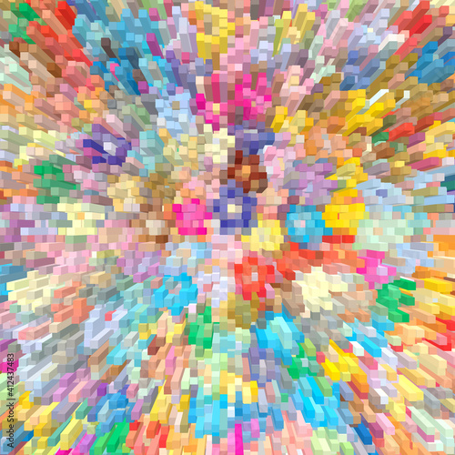 cute Pixel art of vibrant different colors 3d rendering background illustration