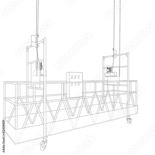 Empty construction elevator. Vector