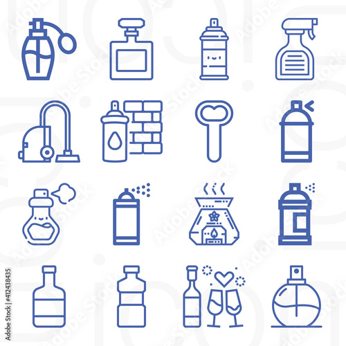 16 pack of perfume  lineal web icons set