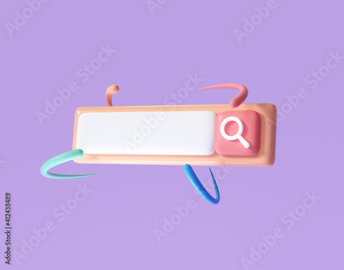 Minimal blank search bar on pink background. web search concept. 3d rendering