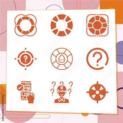 Simple set of 9 icons related to doubt