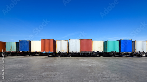 Semi trailers lined up on t...