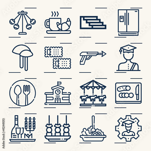 Simple set of lunch related lineal icons.