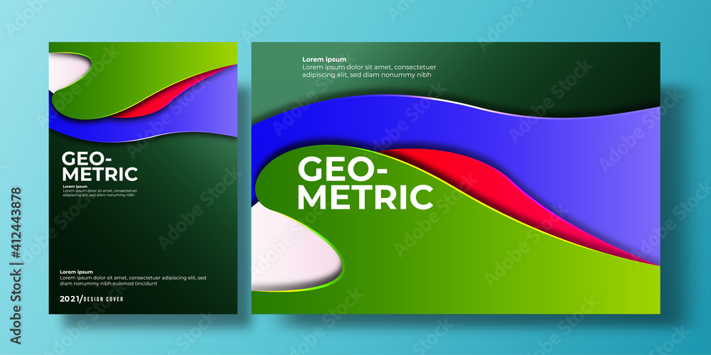 Naklejka premium Abstract colorful background cover with gradient color and shadow. can be used for background, flyer, annual report, book cover, identity, placard. red, green, blue, white poster template