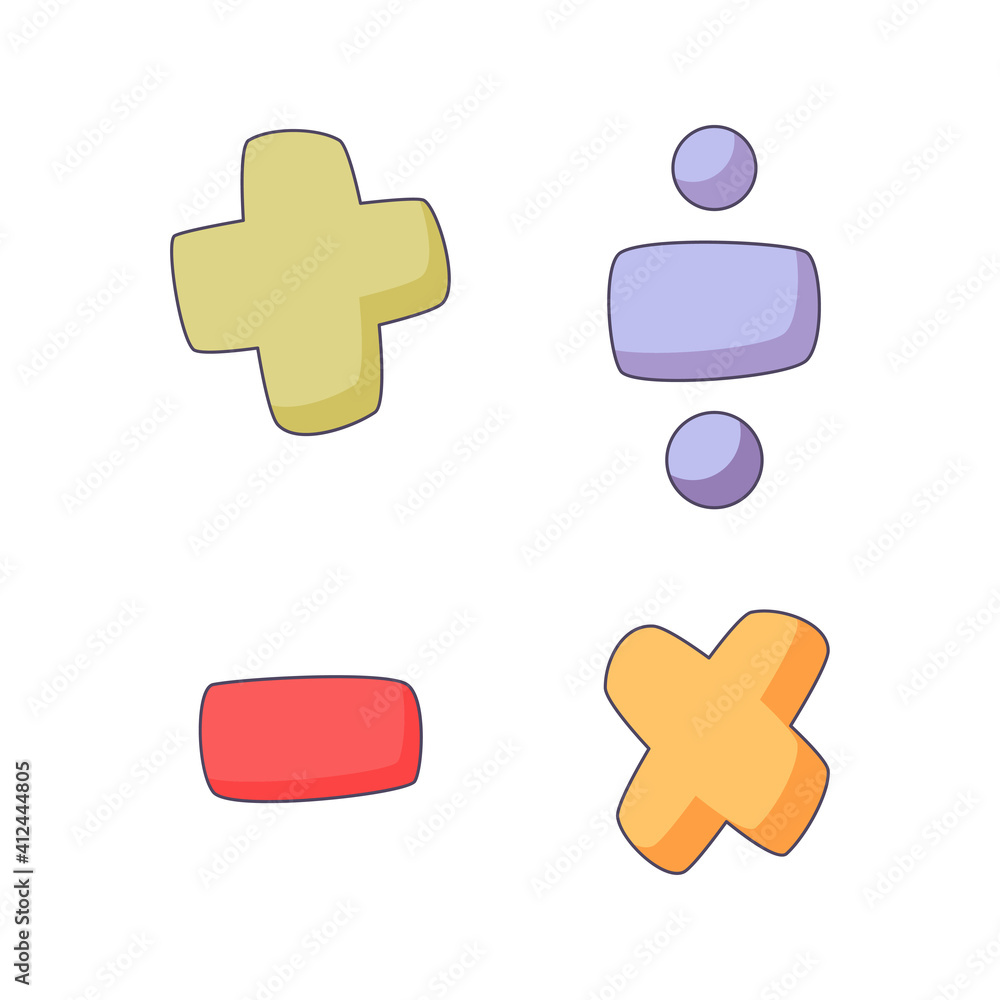 Fototapeta premium mathematical symbol cartoon doodle hand drawn concept vector kawaii illustration
