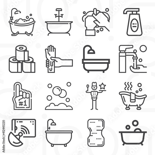 16 pack of soap  lineal web icons set