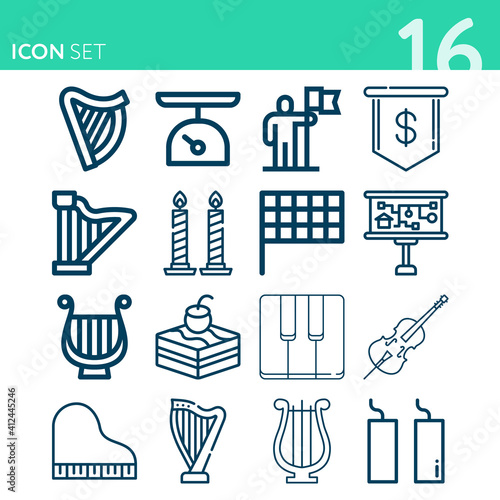 Simple set of 16 icons related to standard