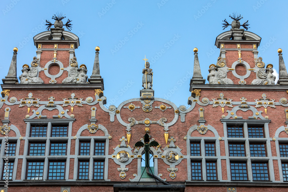 Facade of Great Arsenal in Gdansk, Pomorskie, Poland