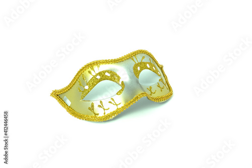 Golden mask party or carnival Venetian isolated on white background