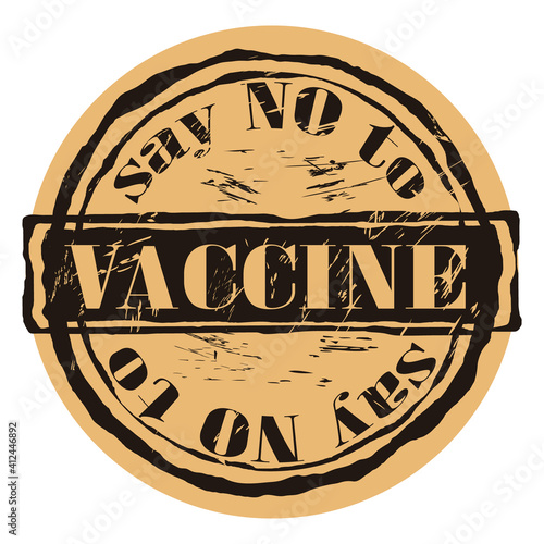 Vector no injection flat icon on craft background. Grunge stamp seal with text say No to vaccine. Not Vaccine seal. Not Vaccinated stamp seal grunge texture. COVID-19. anti-vaccines