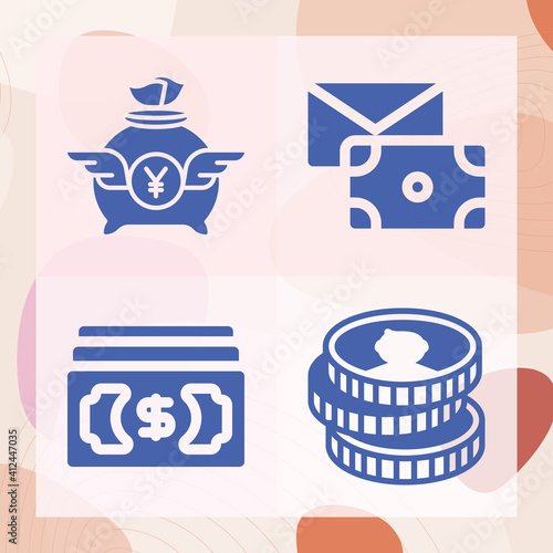 Simple set of monetary system related filled icons