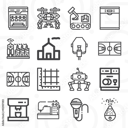 16 pack of assembly  lineal web icons set