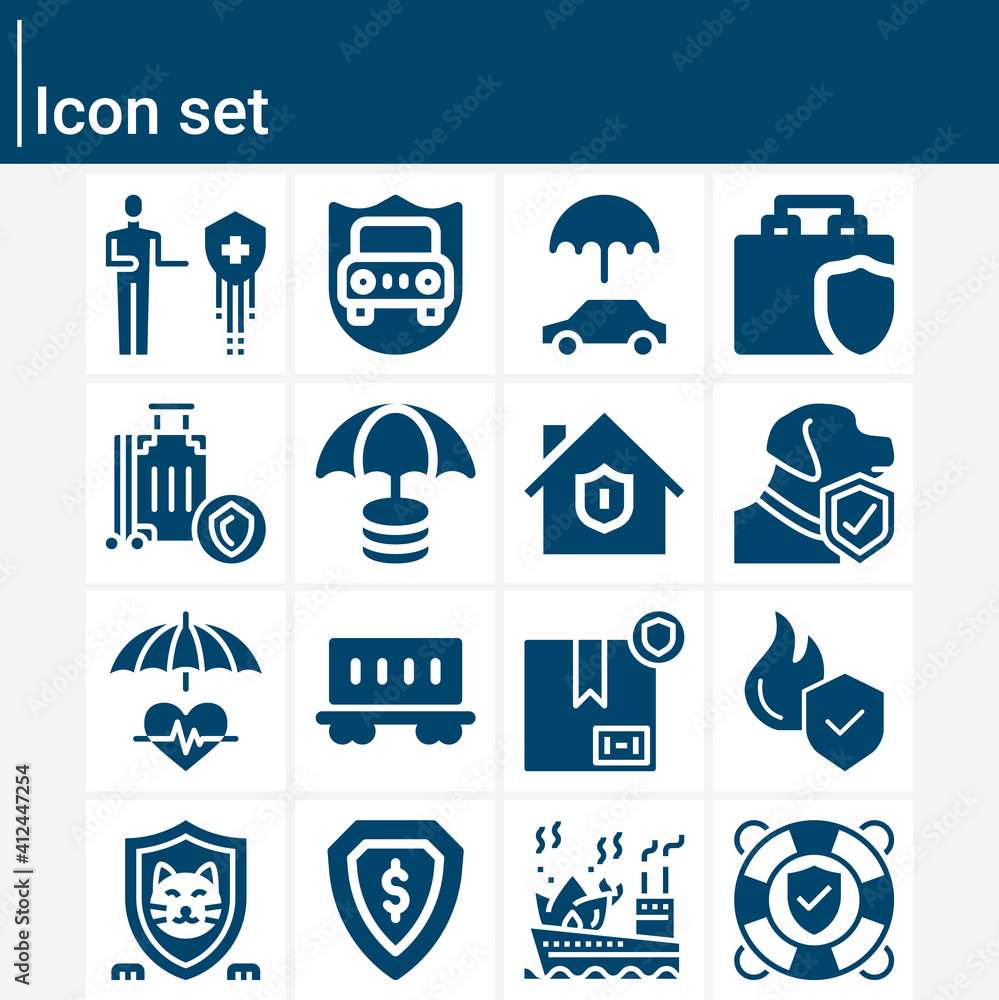 Simple set of insured related filled icons. Simple set of insured related filled icons.