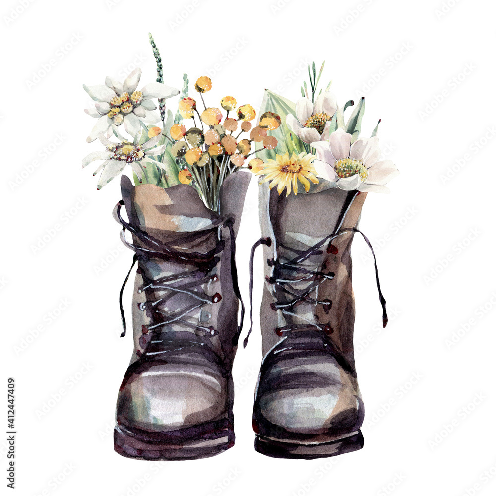 Flowers in boots store