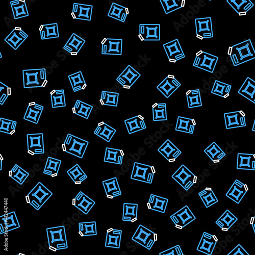Line Canister for gasoline icon isolated seamless pattern on black background. Diesel gas icon. Vector.