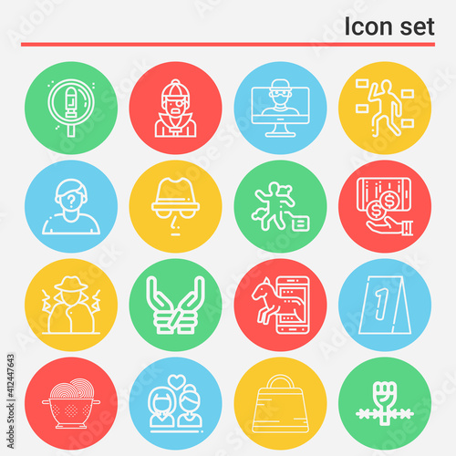 16 pack of rape  lineal web icons set