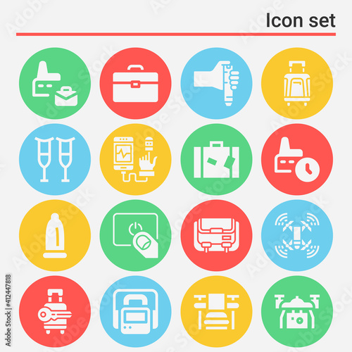 16 pack of assisted  filled web icons set