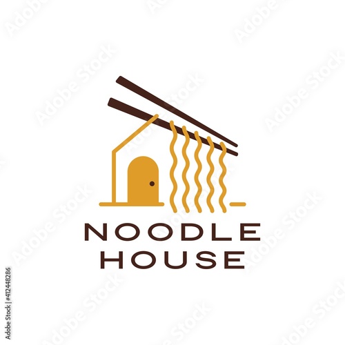 noodle house chopstick logo vector icon illustration