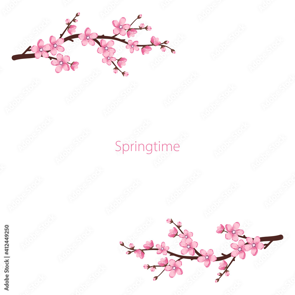 Cute Sakura flowers frame