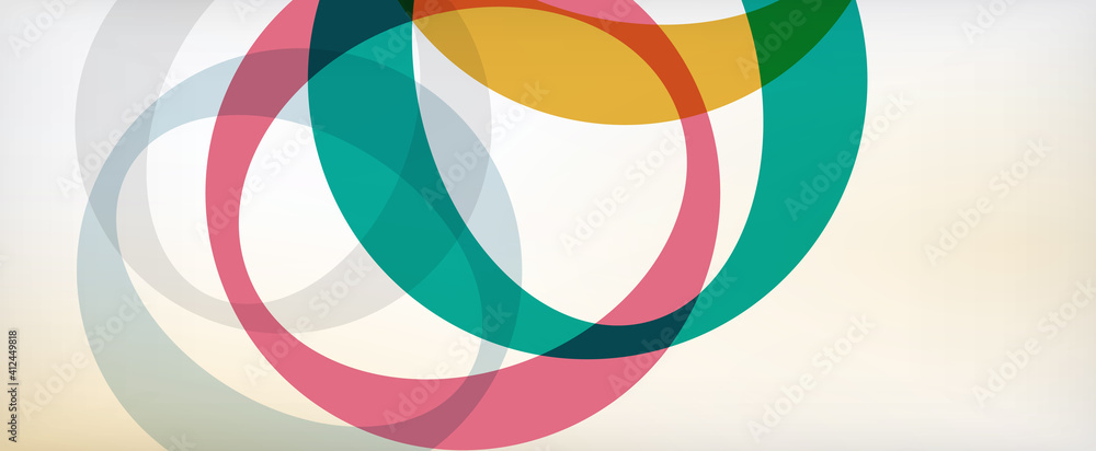Fototapeta premium Ring geometric shapes, o letter repetition wallpaper. Abstract background for business or technology presentations, internet posters or web brochure covers