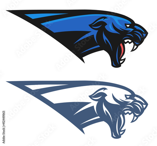 Angry panther head horizontal emblem