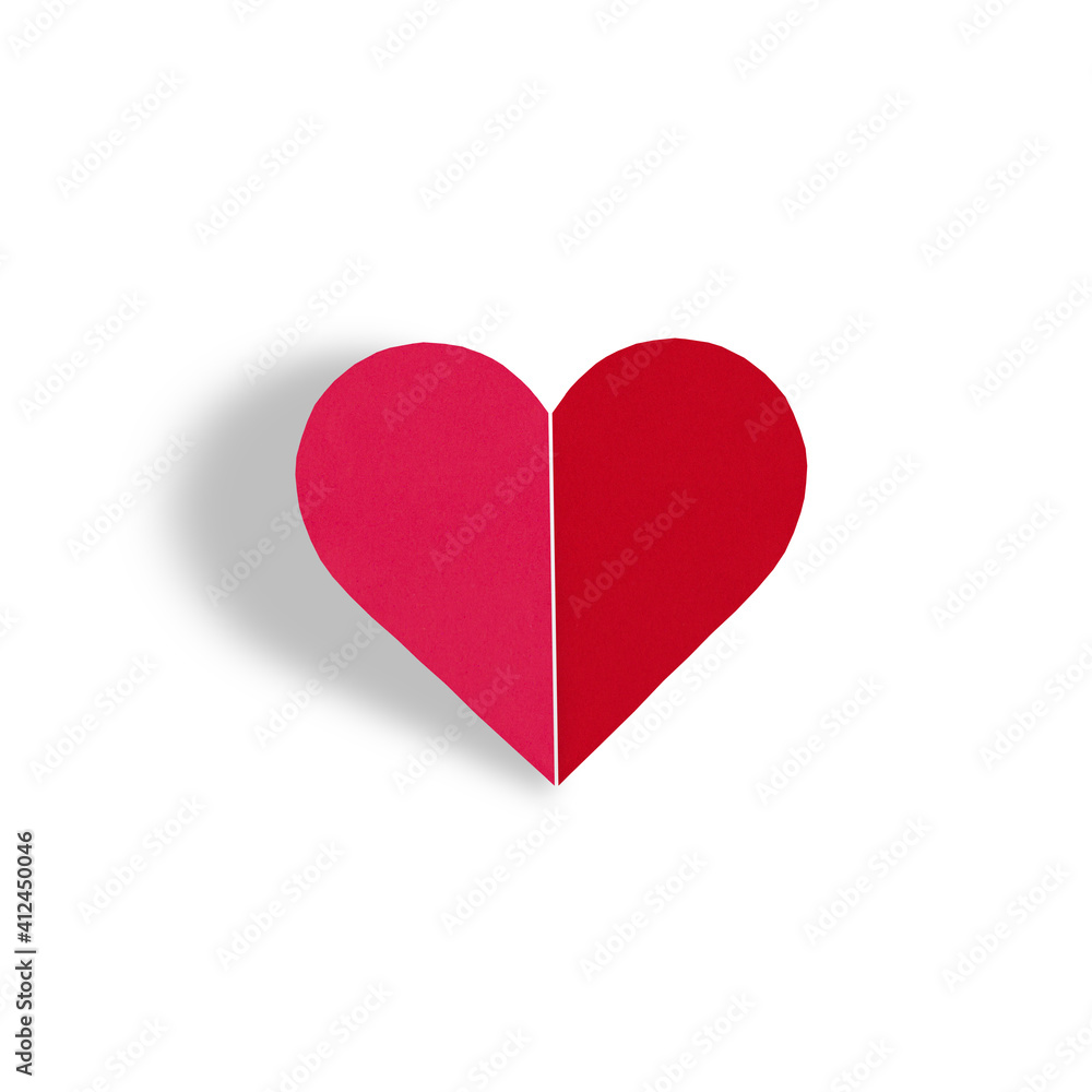 Red paper heart with shadow. Red paper heart with shadow.