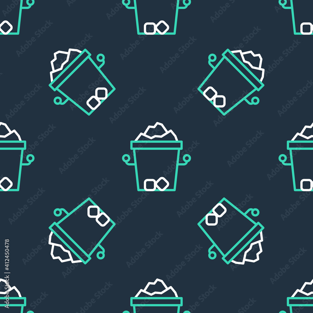 Line Ice bucket icon isolated seamless pattern on black background. Vector. Line Ice bucket icon isolated seamless pattern on black background. Vector.