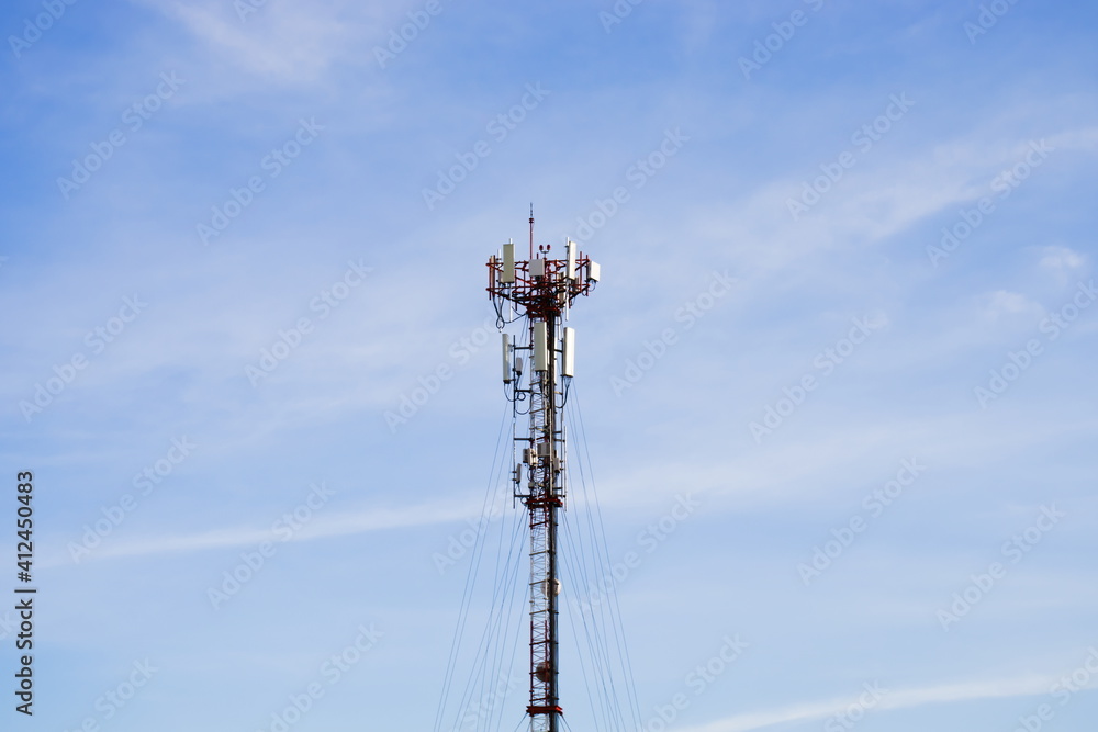 Telecom tower and blue sky.