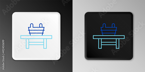 Line Sauna bench with bucket icon isolated on grey background. Colorful outline concept. Vector.