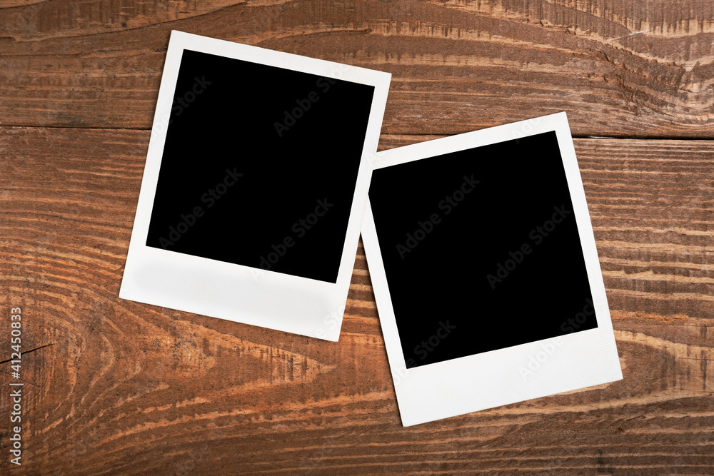 Fototapeta premium two photos taken with a polaroid empty content