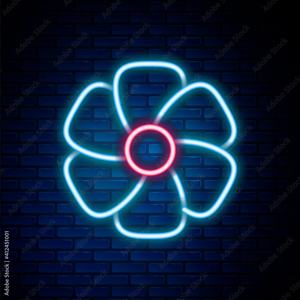 Glowing neon line Flower icon isolated on brick wall background. Colorful outline concept. Vector. Glowing neon line Flower icon isolated on brick wall background. Colorful outline concept. Vector.