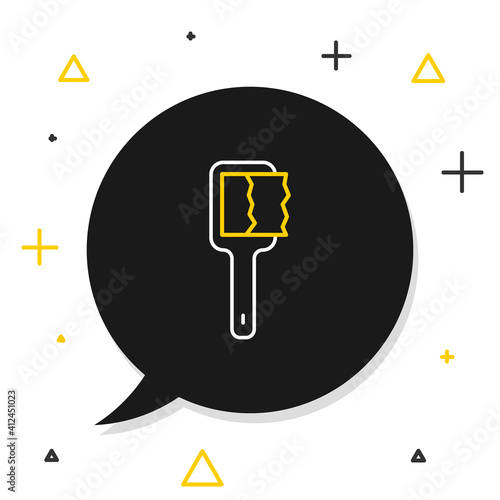 Line Sauna brush icon isolated on white background. Wooden brush with coarse bristles for washing in the bath. Anti cellulite massage. Colorful outline concept. Vector.