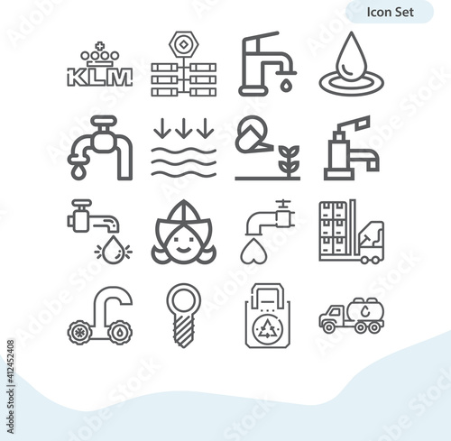 Simple set of irrigation related lineal icons.