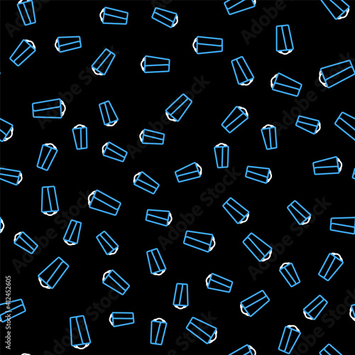 Line Burrito icon isolated seamless pattern on black background. Traditional mexican fast food. Vector.