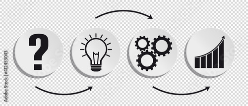 Business Icons Question, Idea, Process, Earn - Vector Illustration Concept - Isolated On Transparent Background