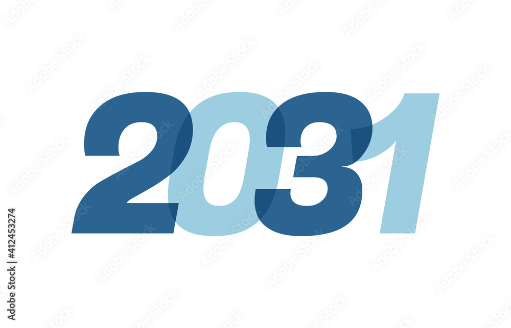 Happy New Year 2031 Text Design. 2031 Number logo design for Brochure design template, card, banner Isolated on white background. Vector illustration Happy New Year 2031 Text Design. 2031 Number logo design for Brochure design template, card, banner Isolated on white background. Vector illustration