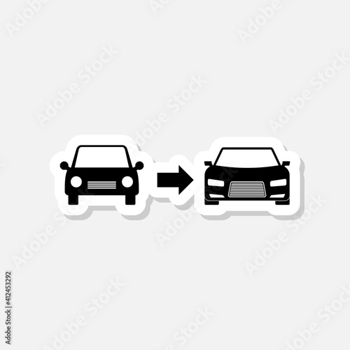 Old car for new car sticker icon