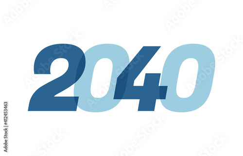 Happy New Year 2040 Text Design. 2040 Number logo design for Brochure design template, card, banner Isolated on white background. Vector illustration