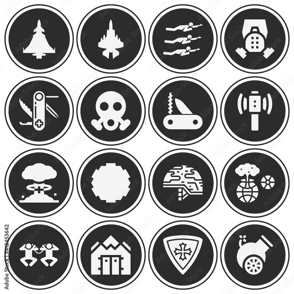 16 pack of commanded  filled web icons set