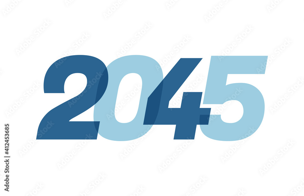 Happy New Year 2045 Text Design. 2045 Number logo design for Brochure design template, card, banner Isolated on white background. Vector illustration Happy New Year 2045 Text Design. 2045 Number logo design for Brochure design template, card, banner Isolated on white background. Vector illustration