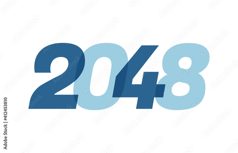 Happy New Year 2048 Text Design. 2048 Number logo design for Brochure design template, card, banner Isolated on white background. Vector illustration Happy New Year 2048 Text Design. 2048 Number logo design for Brochure design template, card, banner Isolated on white background. Vector illustration