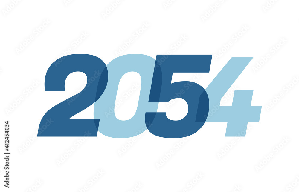 Happy New Year 2054 Text Design. 2054 Number logo design for Brochure design template, card, banner Isolated on white background. Vector illustration Happy New Year 2054 Text Design. 2054 Number logo design for Brochure design template, card, banner Isolated on white background. Vector illustration