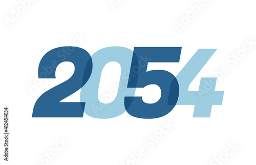 Happy New Year 2054 Text Design. 2054 Number logo design for Brochure design template, card, banner Isolated on white background. Vector illustration