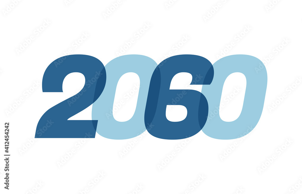 Happy New Year 2060 Text Design. 2060 Number logo design for Brochure design template, card, banner Isolated on white background. Vector illustration